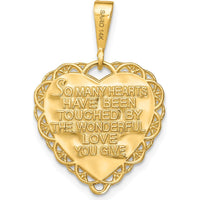 14K Yellow Gold Reversible Heart Pendant Engraved "For A Special Grandma / So Many Hearts" - 21mm Length by Oro Pregiato