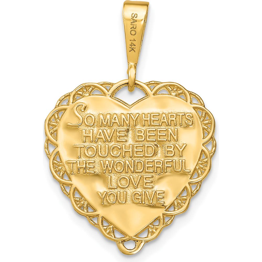 14K Yellow Gold Reversible Heart Pendant Engraved "For A Special Grandma / So Many Hearts" - 21mm Length by Oro Pregiato