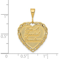 14K Yellow Gold Reversible Heart Pendant Engraved "For A Special Grandma / So Many Hearts" - 21mm Length by Oro Pregiato