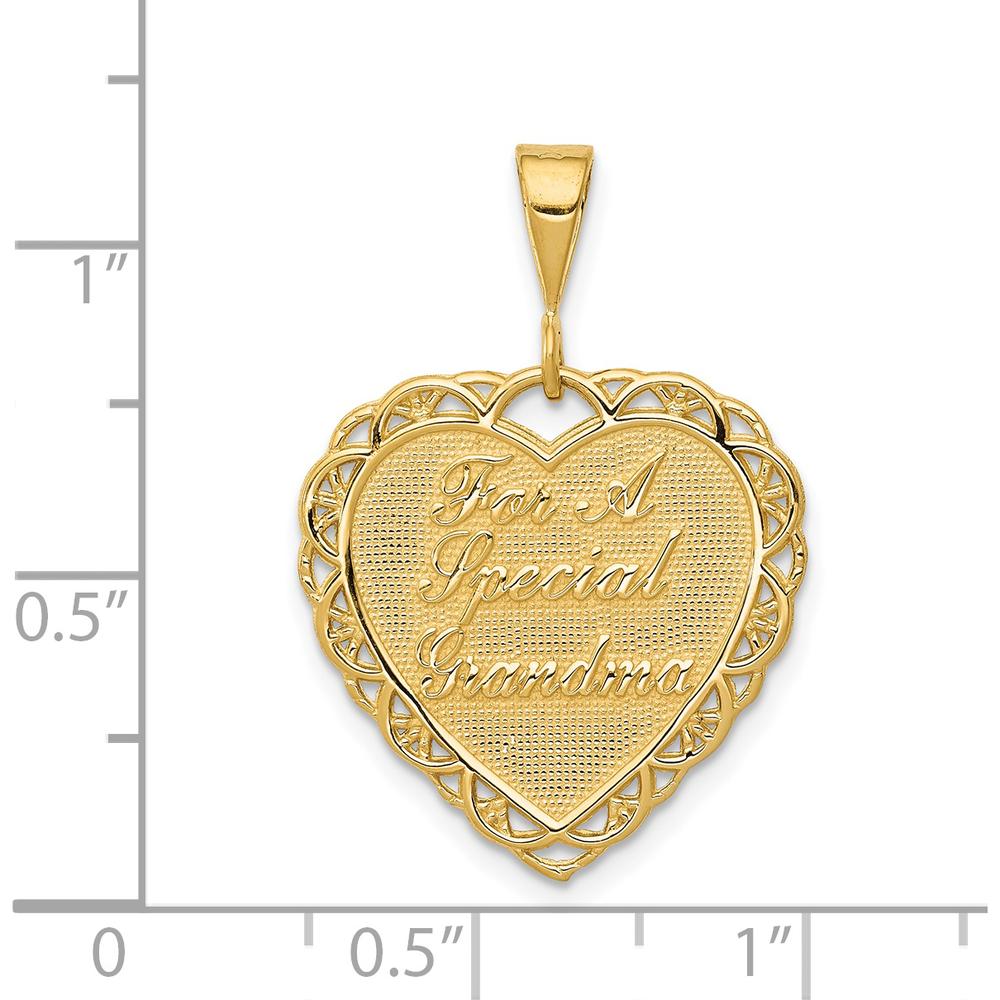 14K Yellow Gold Reversible Heart Pendant Engraved "For A Special Grandma / So Many Hearts" - 21mm Length by Oro Pregiato