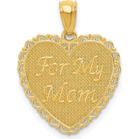 14K Yellow Gold Reversible Heart Pendant with Engraved "For My Mom" and "Thanks for Everything" Messages by Oro Pregiato