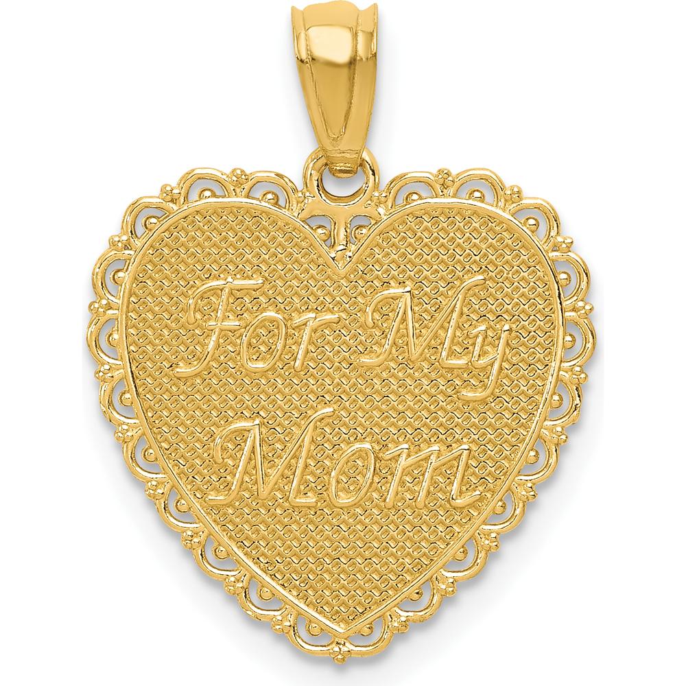 14K Yellow Gold Reversible Heart Pendant with Engraved "For My Mom" and "Thanks for Everything" Messages by Oro Pregiato