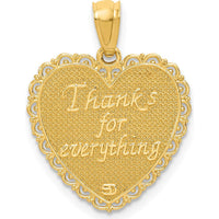 14K Yellow Gold Reversible Heart Pendant with Engraved "For My Mom" and "Thanks for Everything" Messages by Oro Pregiato