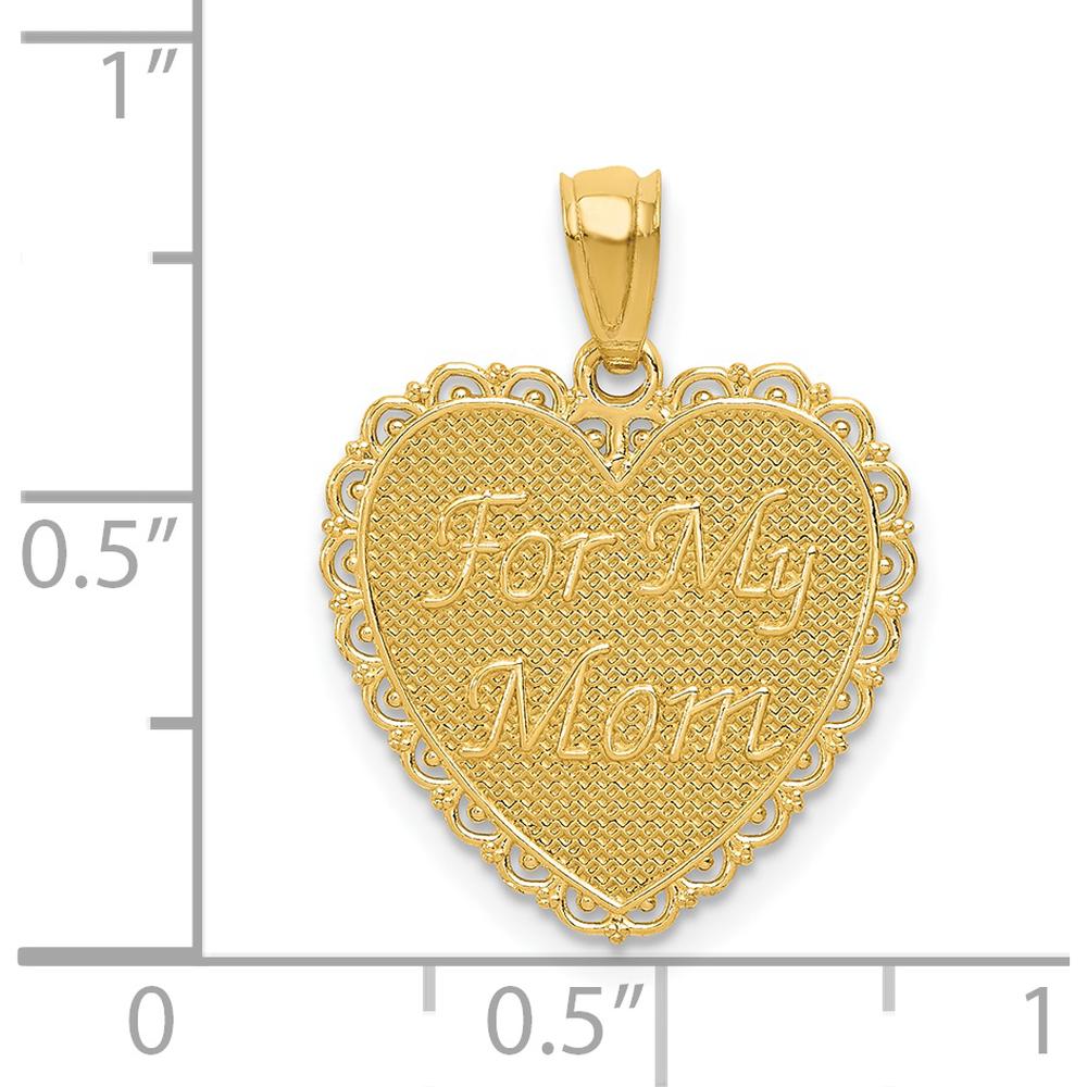 14K Yellow Gold Reversible Heart Pendant with Engraved "For My Mom" and "Thanks for Everything" Messages by Oro Pregiato