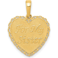 14K Yellow Gold Reversible Heart Pendant with "For My Sister" and "Friends Forever" Inscription by Oro Pregiato