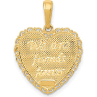 14K Yellow Gold Reversible Heart Pendant with "For My Sister" and "Friends Forever" Inscription by Oro Pregiato