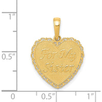 14K Yellow Gold Reversible Heart Pendant with "For My Sister" and "Friends Forever" Inscription by Oro Pregiato
