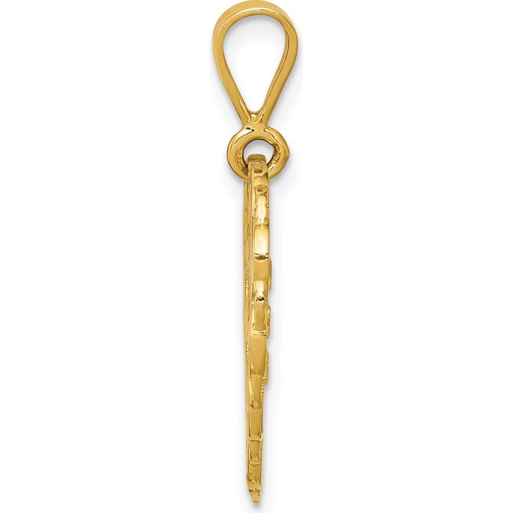14K Yellow Gold Reversible Heart Pendant with "For My Wonderful Sister / You Mean So Much" Engraving by Oro Pregiato
