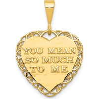 14K Yellow Gold Reversible Heart Pendant with "For My Wonderful Sister / You Mean So Much" Engraving by Oro Pregiato
