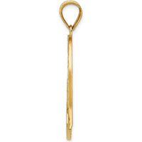14K Yellow Gold Reversible Heart Pendant with Satin Finish and Diamond-Cut Detail by Oro Pregiato
