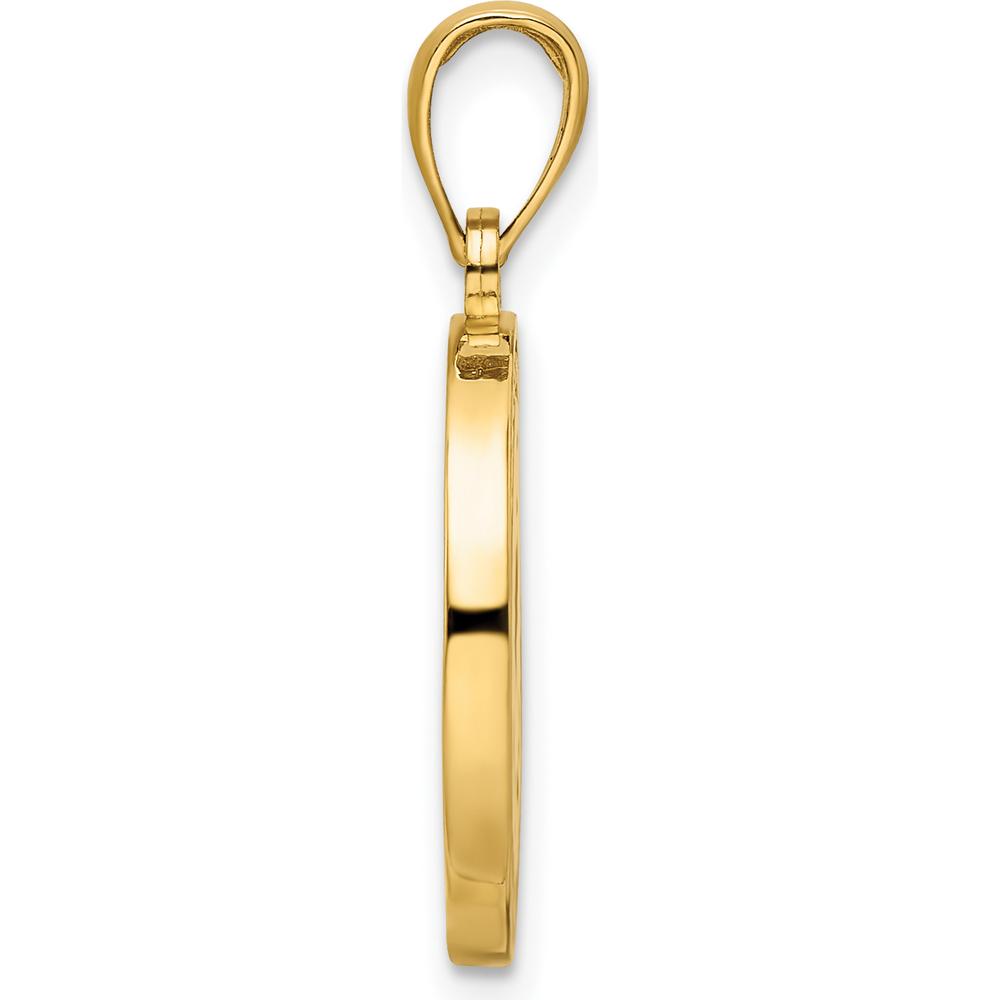 14K Yellow Gold Reversible "I Heart Riding" Pendant with Red Enamel Accent by Oro Pregiato