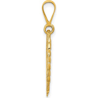 14K Yellow Gold Reversible "I Love You" Heart Pendant with Floral Detailing by Oro Pregiato