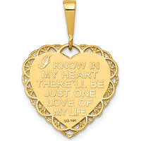 14K Yellow Gold Reversible "I Love You" Heart Pendant with Floral Detailing by Oro Pregiato