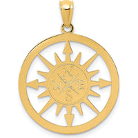 14K Yellow Gold Reversible "I Would Be Lost Without You" Compass Pendant - Polished and Satin Finish by Oro Pregiato