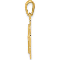 14K Yellow Gold Reversible Jerusalem Cross Pendant with Textured Detail - 30mm Length by Oro Pregiato