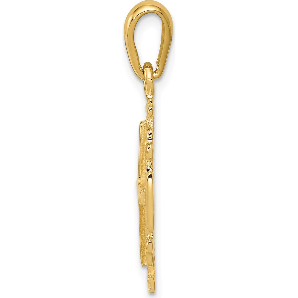 14K Yellow Gold Reversible Jerusalem Cross Pendant with Textured Detail - 30mm Length by Oro Pregiato
