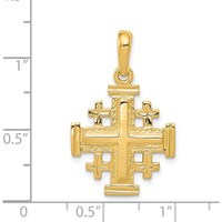 14K Yellow Gold Reversible Jerusalem Cross Pendant with Textured Detail - 30mm Length by Oro Pregiato