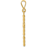 14K Yellow Gold Reversible Latin Cross Pendant with Textured Design - 42.9mm Length by Oro Pregiato
