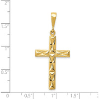 14K Yellow Gold Reversible Latin Cross Pendant with Textured Design - 42.9mm Length by Oro Pregiato