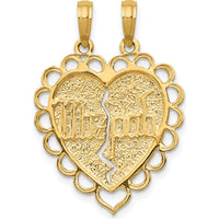 14K Yellow Gold Reversible Mizpah 2-Piece Break-Apart Charm Pendant by Oro Pregiato