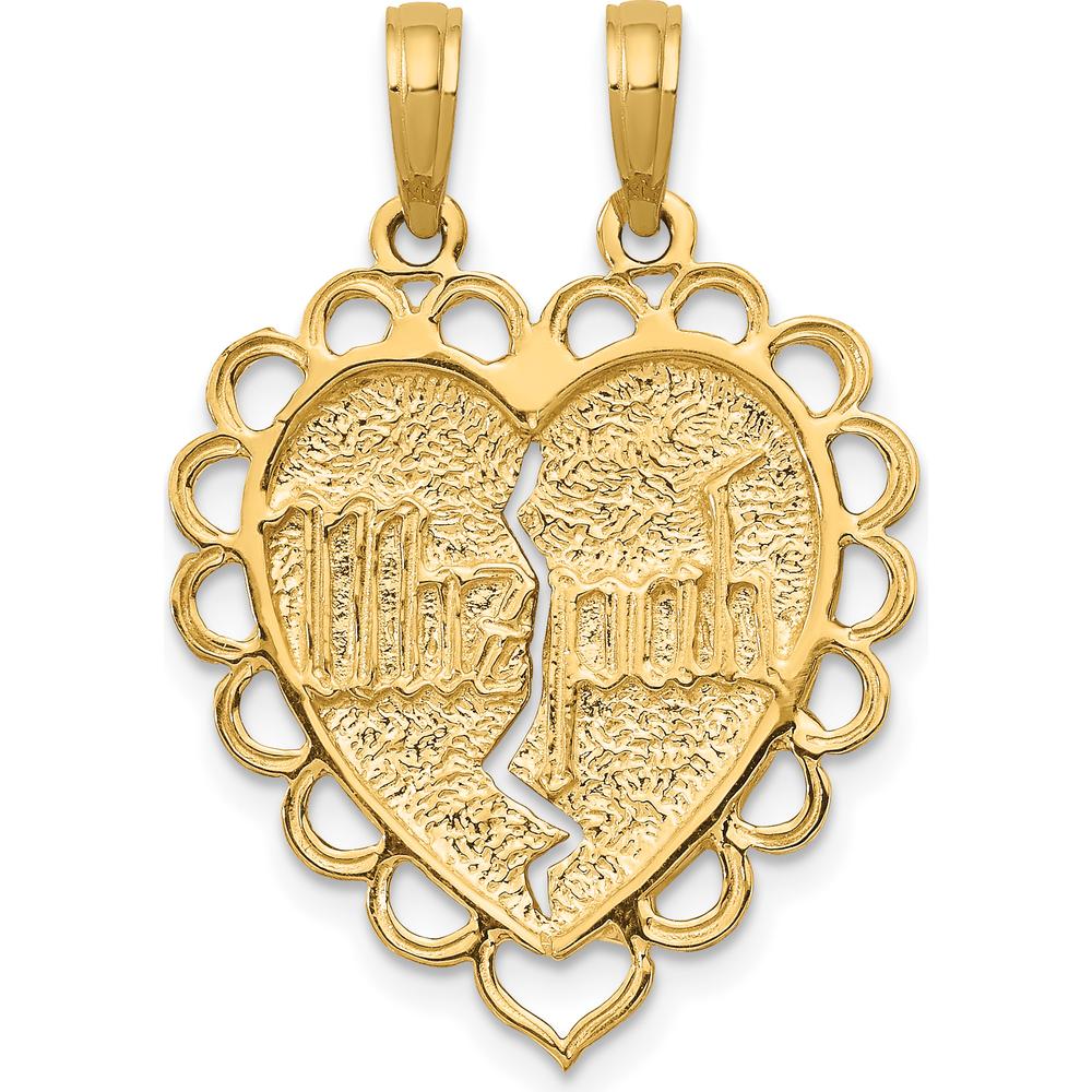 14K Yellow Gold Reversible Mizpah 2-Piece Break-Apart Charm Pendant by Oro Pregiato
