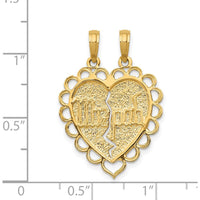 14K Yellow Gold Reversible Mizpah 2-Piece Break-Apart Charm Pendant by Oro Pregiato