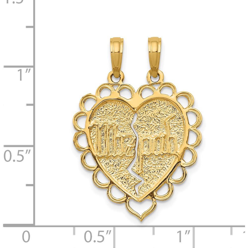 14K Yellow Gold Reversible Mizpah 2-Piece Break-Apart Charm Pendant by Oro Pregiato