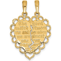 14K Yellow Gold Reversible Mizpah 2-Piece Break-Apart Charm Pendant by Oro Pregiato