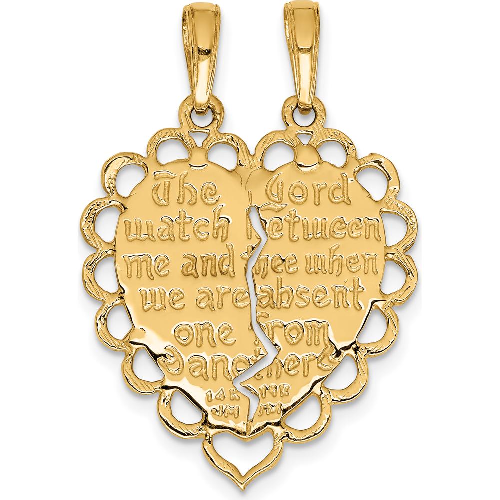 14K Yellow Gold Reversible Mizpah 2-Piece Break-Apart Charm Pendant by Oro Pregiato