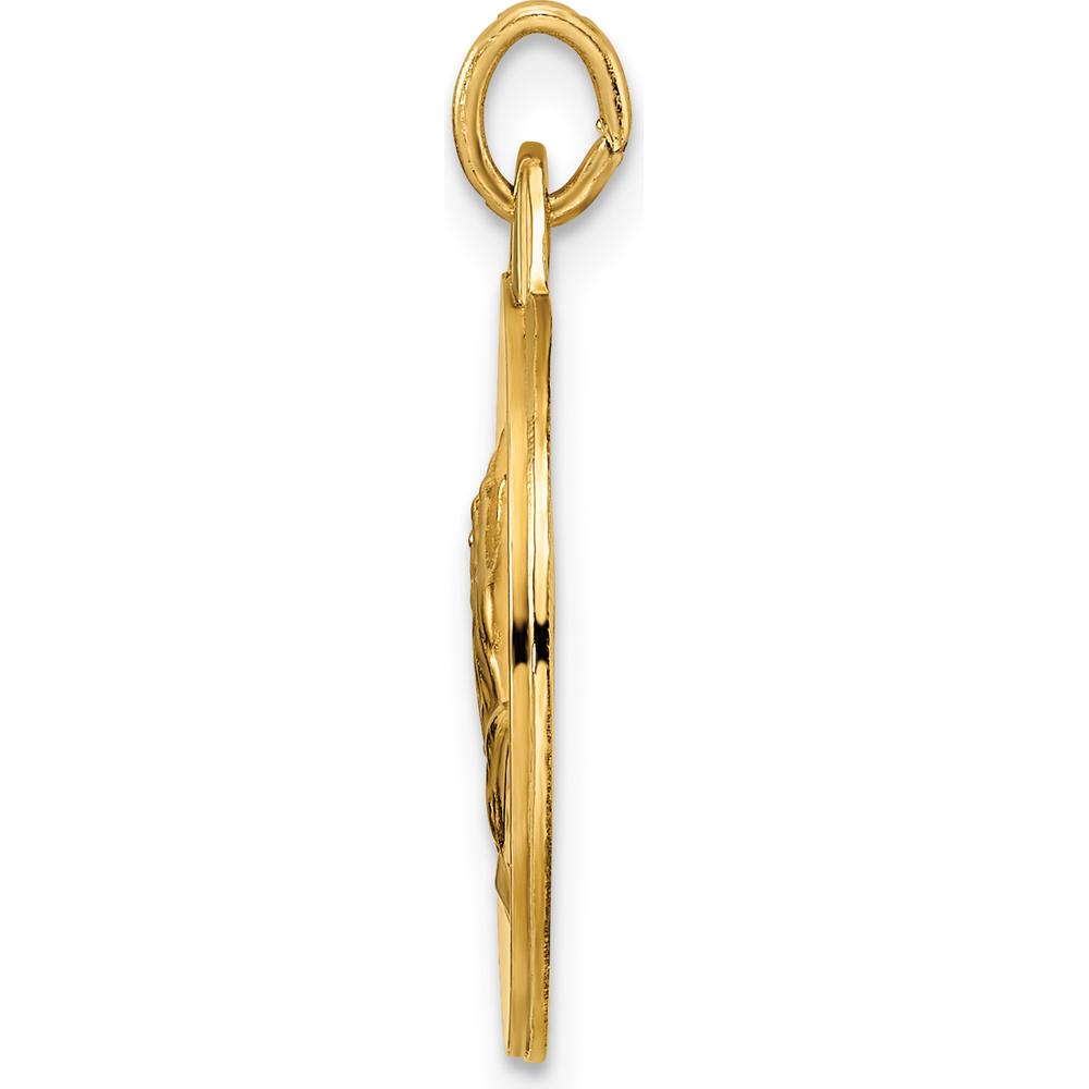 14K Yellow Gold Reversible Praying Hands and Serenity Prayer Disc Pendant - Polished & Satin Finish by Oro Pregiato
