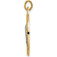 14K Yellow Gold Reversible Praying Hands and Serenity Prayer Disc Pendant with Polished and Satin Finish by Oro Pregiato