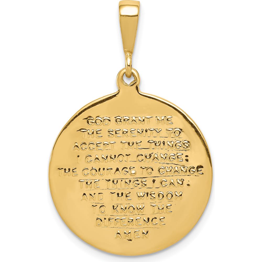14K Yellow Gold Reversible Praying Hands and Serenity Prayer Pendant - Meaningful Religious Jewelry by Oro Pregiato