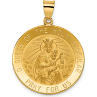 14K Yellow Gold Reversible Queen of the Holy Scapular Pendant with Satin and Polished Finish by Oro Pregiato