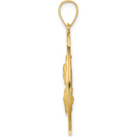 14K Yellow Gold Reversible Queen of the Holy Scapular Pendant with Satin and Polished Finish by Oro Pregiato