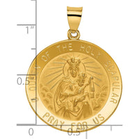 14K Yellow Gold Reversible Queen of the Holy Scapular Pendant with Satin and Polished Finish by Oro Pregiato