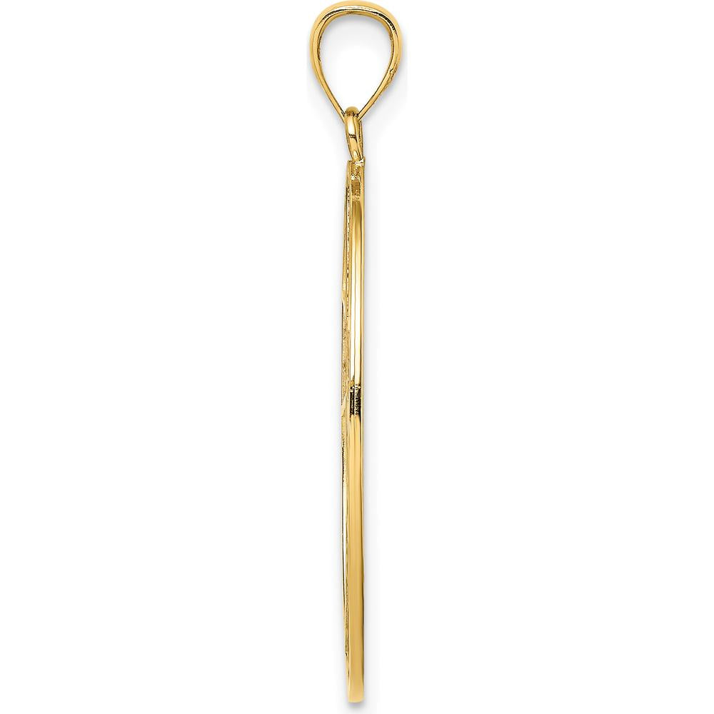 14K Yellow Gold Reversible Rose Cross Pendant with Serenity Prayer - 33.7mm Length by Oro Pregiato