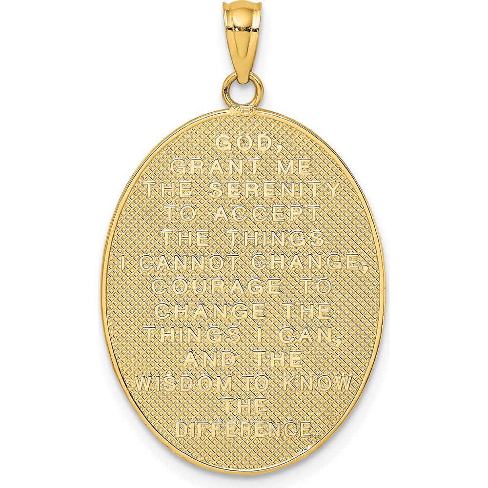 14K Yellow Gold Reversible Rose Cross Pendant with Serenity Prayer - 33.7mm Length by Oro Pregiato