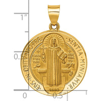 14K Yellow Gold Reversible St. Benedict Medal Pendant with Satin and Polished Finish by Oro Pregiato