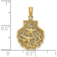 14K Yellow Gold Reversible Starfish and Coral Shell Pendant by Oro Pregiato