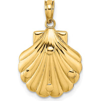 14K Yellow Gold Reversible Starfish and Coral Shell Pendant by Oro Pregiato