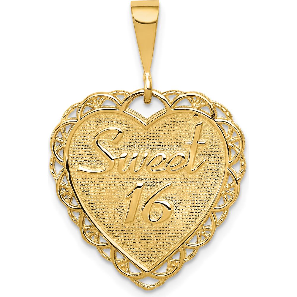14K Yellow Gold Reversible Sweet 16 and Reach For The Stars Pendant Charm by Oro Pregiato