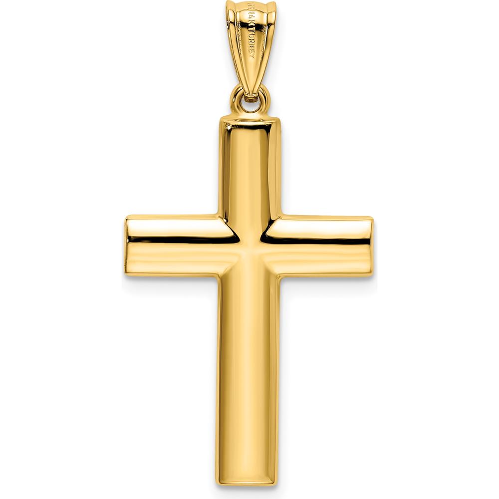 14K Yellow Gold Reversible Textured and Polished Cross Pendant - 36mm in Length by Oro Pregiato