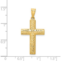 14K Yellow Gold Reversible Textured and Polished Cross Pendant - 36mm in Length by Oro Pregiato
