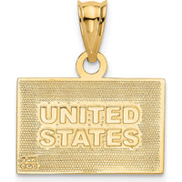 14K Yellow Gold Reversible United States Flag Pendant with Red, White, and Blue Enamel by Oro Pregiato
