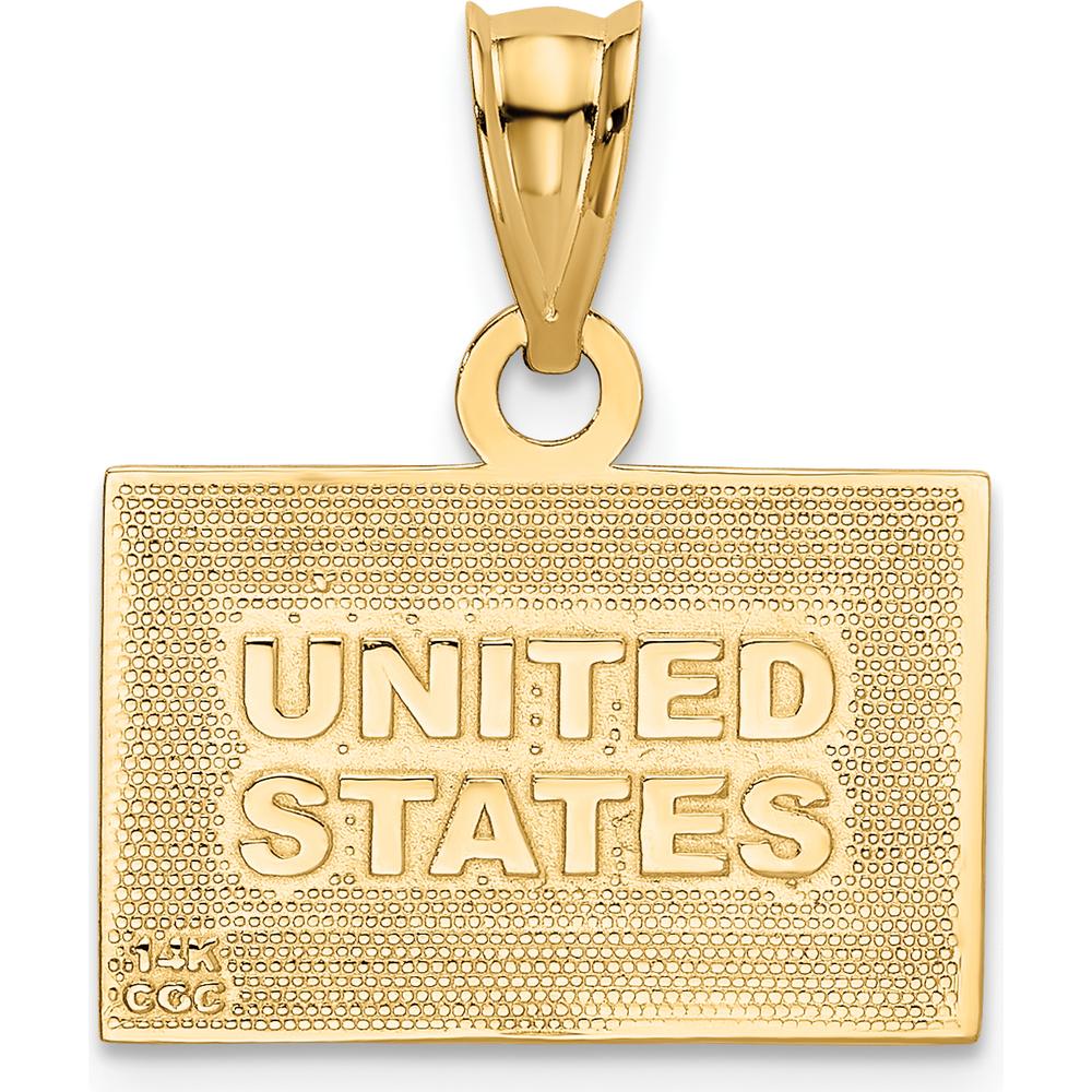 14K Yellow Gold Reversible United States Flag Pendant with Red, White, and Blue Enamel by Oro Pregiato