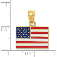 14K Yellow Gold Reversible United States Flag Pendant with Red, White, and Blue Enamel by Oro Pregiato