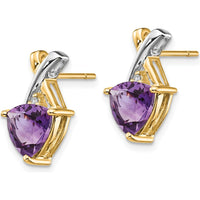 14K Yellow Gold Rhodium Amethyst and White Topaz Trillion Post Earrings - 1.7 Carat Total Gem Weight by Monteluci Fine Jewelry
