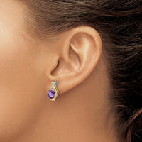 14K Yellow Gold Rhodium Amethyst and White Topaz Trillion Post Earrings - 1.7 Carat Total Gem Weight by Monteluci Fine Jewelry