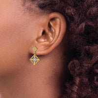 14K Yellow Gold Rhodium Diamond-Cut Filigree Dangle Earrings by 0