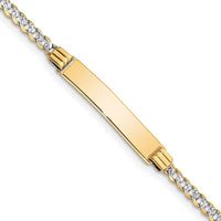 14K Yellow Gold Rhodium-Plated Curb Link Baby/Child ID Bracelet with Engraving Plate - 6" Length by Oro Pregiato